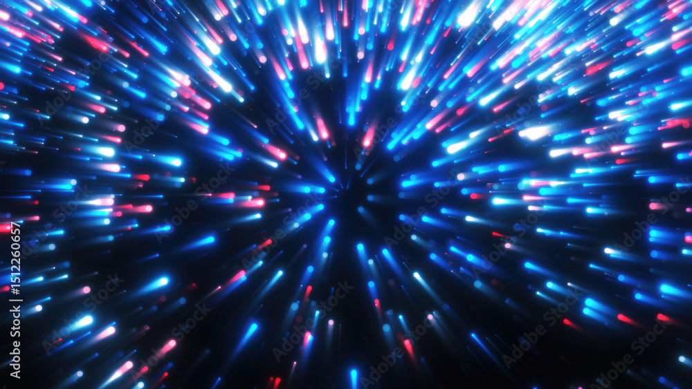 Poster vibrant multicolored particle burst with dynamic motion effect and futuristic abstract digital light