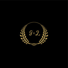 Naklejka premium GL beautiful, feminine and elegant wedding monogram initial logo with circle floral gold