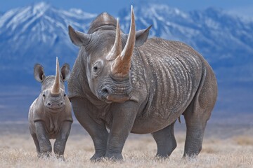 Fototapeta premium Kenya, Africa is where white rhinoceros can be found in their natural habitat
