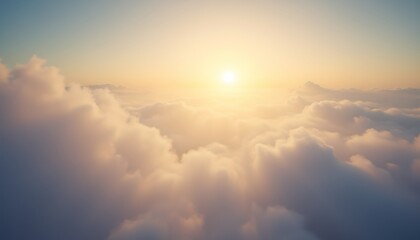 Obraz premium a dreamy cloudscape with golden rays of sunlight and open space