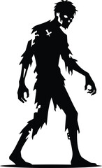 Zombie character silhouette Vector Illustration isolated on a white background