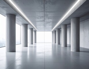Fototapeta premium Minimalistic concrete interior with columns