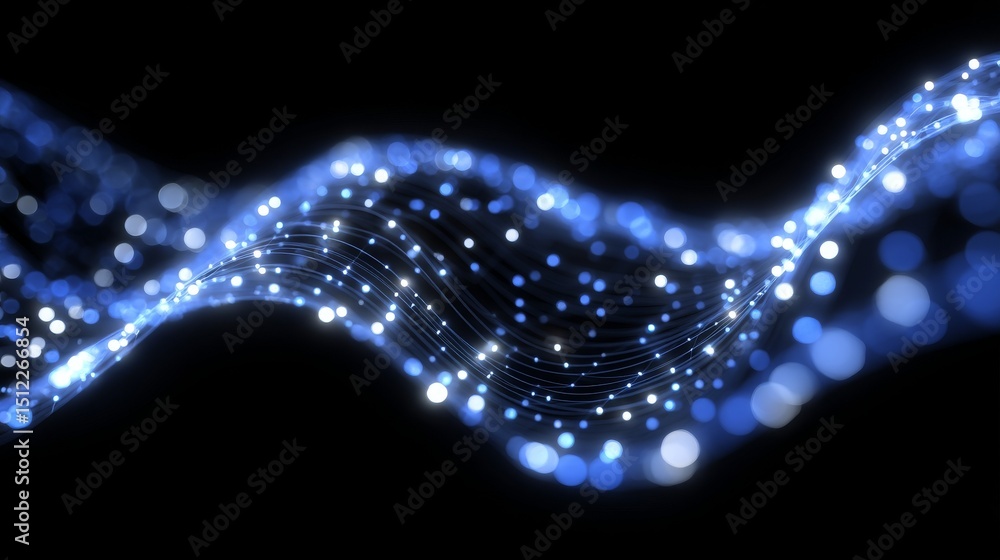 Poster a 3d wave landscape with connected dots serves as the backdrop for a technology and communication ba