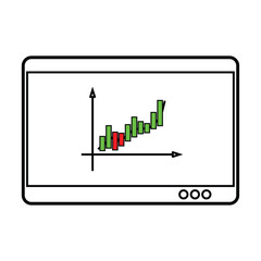 Analyzing Financial Data Chart on Computer Monitor Displaying Stock Market Trends