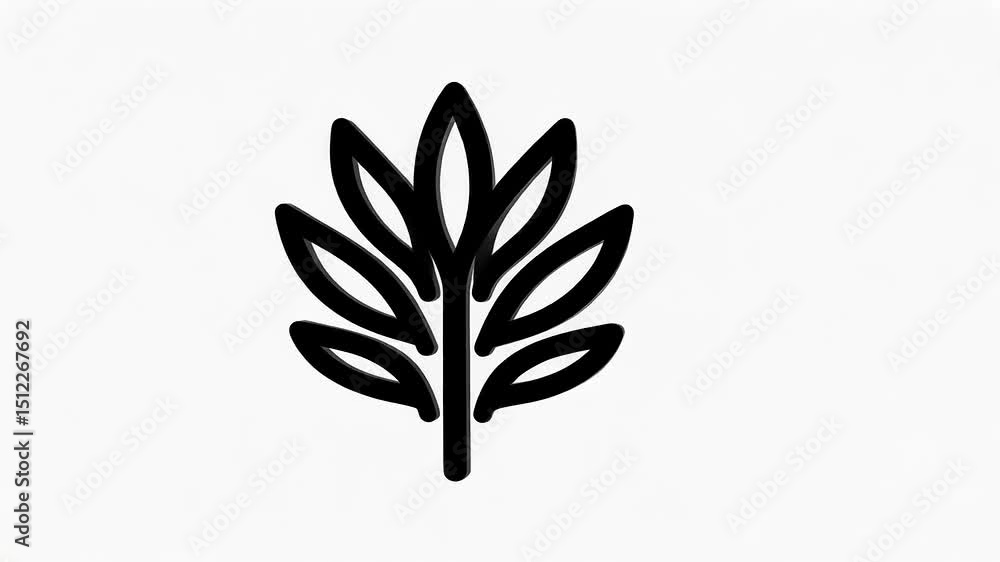 Poster elegant botanical vector animation with line art tree on white backdrop