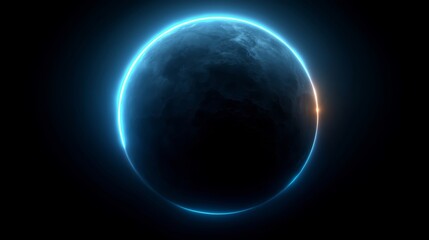 Blue Earth with Glowing Horizon in Space