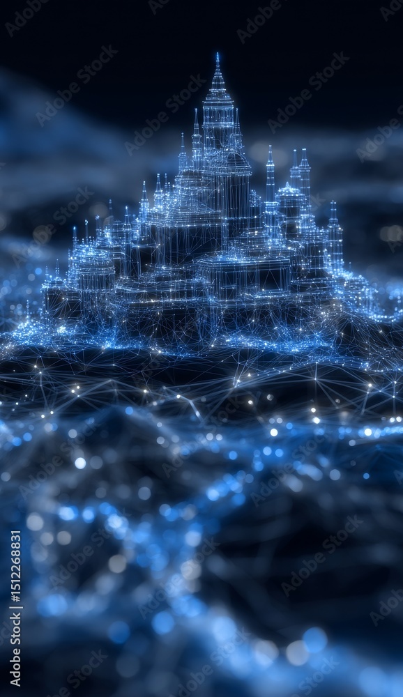 Poster a fantasy universe with high technology and futuristic elements serves as the backdrop for visualizi