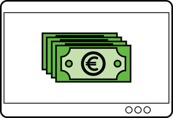 Euro Currency on Digital Screen Online Finance, Banking, and Investment Illustration