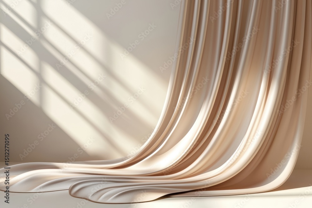 Wall mural elegant draped fabric with soft shadows in minimalist setting