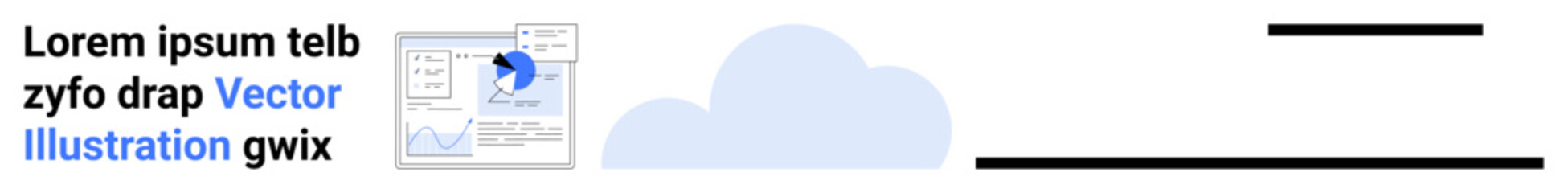 Infographic combining a pie chart and bar chart graphic with cloud elements. Ideal for analytics, reporting, data presentation, business, statistics, cloud technology, simple landing page