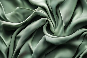 Fototapeta premium Elegant Green Satin Fabric with Soft Flowing Drapery Texture