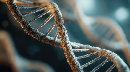 Digital visualization of intricate DNA strands revealing the wonders of genetics in a warm, softly lit environment