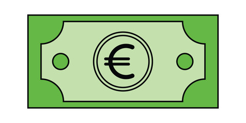 Euro Currency Bill Simple Green Illustration