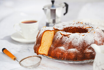 Delicious homemade orange and mascarpone bundt cake