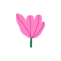 A simple, naive-style illustration of a pink flower with broad petals and a green stem. The design is trendy and minimalistic, suitable for modern decor.