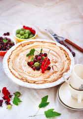 Delicious gooseberry pie and meringue topping