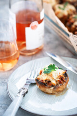 Stuffed mushroom appetizer for wine