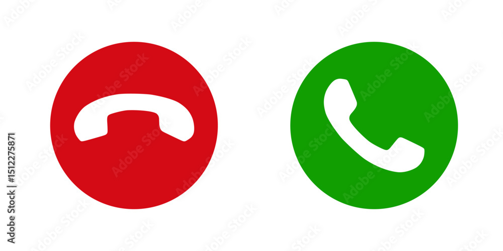 Poster icons depict the option to accept or decline phone call with red and green buttons usable for presen