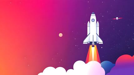 Rocket Launching into Space Illustration