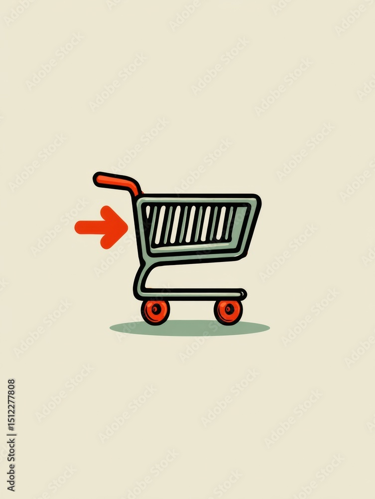 Poster Grocery Cart Transforms Into Smart Delivery Icon Representing Modern Shopping Convenience and Technology Advancement