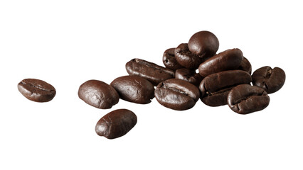 Set of fresh roasted coffee beans isolated on white background.