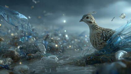 Obraz premium Beach nature photography highlights the devastating impact of pollution on coastal wildlife, using close-up views of the marine environment to foster greater conservation awareness