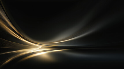Flowing metallic lines with glowing golden highlights