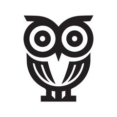 minimalist black and white owl logo