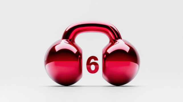 Red Kettlebell Headphones Concept on Transparent Background