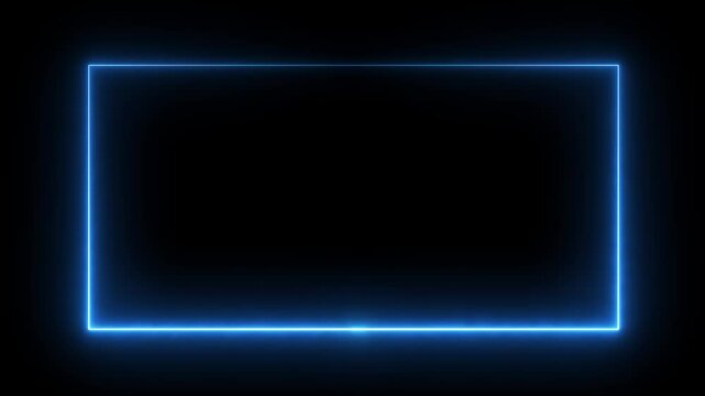 Animation of glowing neon rectangles abstract background. abstract glowing blue neon rectangle border frame. 4k animated on black background