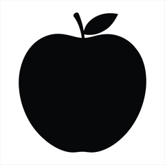 Simple Apple Illustration in Black and White Silhouette