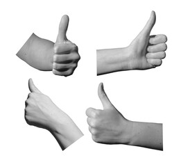 hand with thumb up, showing approval and agreement. Gesture of confirmation, support, and permission