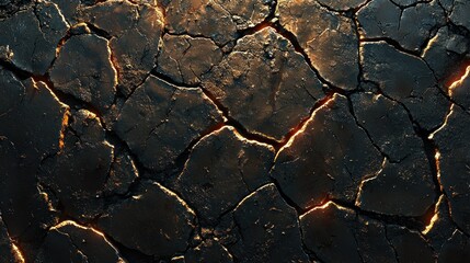 Cracked, molten rock surface