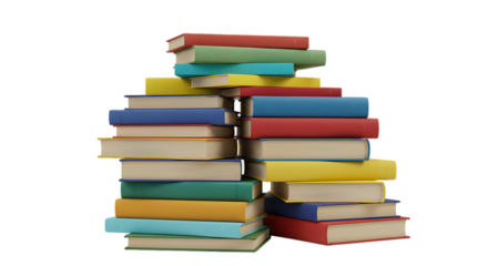 A vibrant stack of colorful books, a visual representation of knowledge and learning.