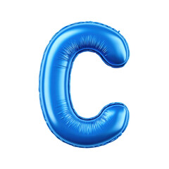 Blue balloon letter C isolated transparent background with shiny