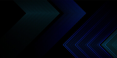 Fototapeta premium Dark blue abstract background with glowing geometric lines. Modern shiny blue diagonal rounded lines pattern. Futuristic technology concept.