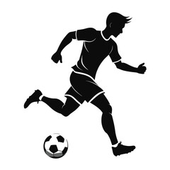Soccer Player Silhouette Running Dribbling Ball Action