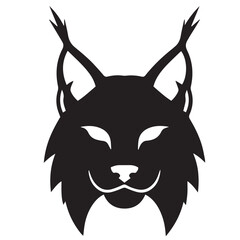 Stylized black silhouette of a lynx head featuring pointy ears and a small triangular nose
