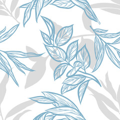 Seamless pattern of leaf blue and gray color © wonder
