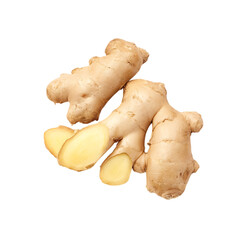 Ginger root, a healthy and aromatic spice isolated on transparent background, png