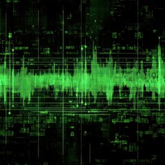 Fototapeta premium Abstract Green Digital Waveform: A Glowing Oscilloscope Display