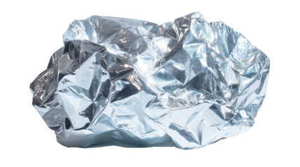 Fototapeta premium Crumpled piece of foil reflecting light, creating a textured and shiny surface, isolated on a transparent background, ready for easy integration into designs