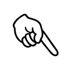 Pointing Finger Hand Icon Black and White Line Art