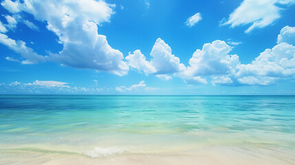 Blue sky over calm sea. Blue sea and sunny sky on horizon over calm water