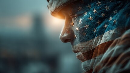 Symbolic tribute blending American flag and military uniform for fallen heroes