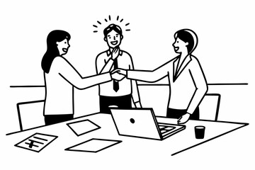 Business teamwork colleague concept, Business colleague shaking hands together after work successful about collaboration to brainstorming and discussing about strategy of new startup