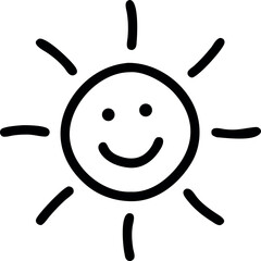 smiling sun icon. Hand draw smiling sun icon vector. 
