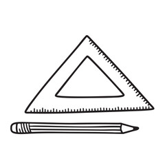 Obraz premium A pencil placed next to a triangle ruler
