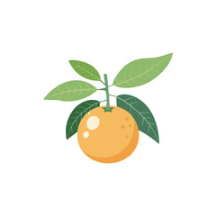 Orange with Multiple Green Leaves - Fresh Citrus Fruit Icon for Natural and Healthy Designs.