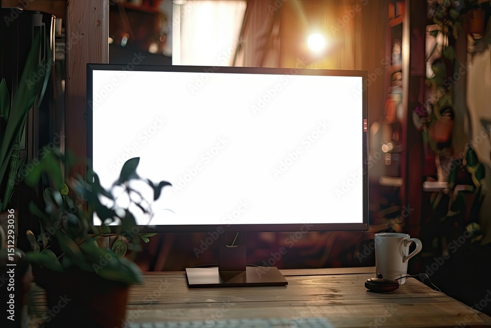 Poster clear pixel visual of computer monitor screen mockup